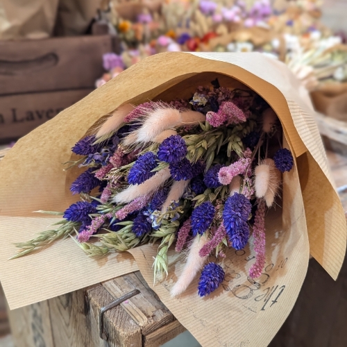 Purple and Pink Dried Flower Selection